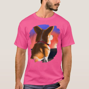 Corgi Dog Art Sunset Vintage Retro Corgis Dogs199 T-Shirt