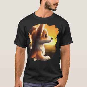 Corgi Dog Art Sunset Vintage Retro Corgis Dogs200 T-Shirt