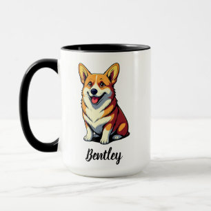 Corgi Dog Art with Customized Name Mug