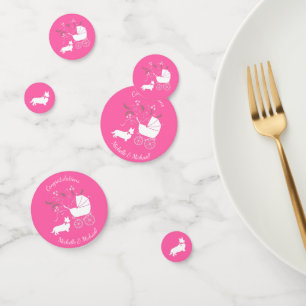 Corgi Dog Baby Shower Puppy Grey Welsh Pink Girl Confetti