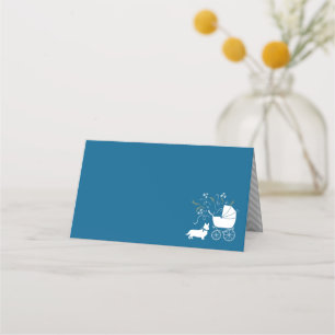 Corgi Dog Baby Shower Puppy Welsh Blue Boy Place Card