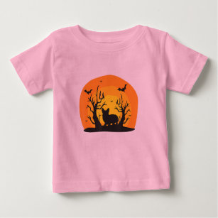 Corgi Dog Bat Funny Halloween Costume Silhouette Baby T-Shirt