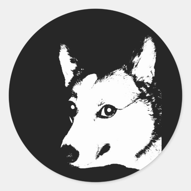 Corgi Dog Black and White Art Photo Drawing Classic Round Sticker (Front)