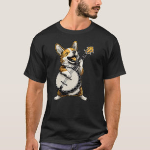 Corgi Dog Bluegrass Banjo Player T-Shirt