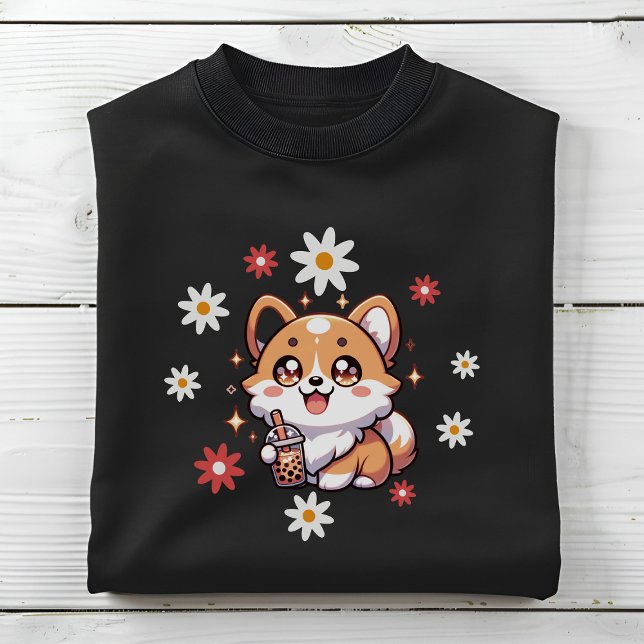 Corgi Dog Boba Tea Bubble Tea Lovers Sweatshirt (corgi floral bubble tea boba tea lovers sweatshirt gift)
