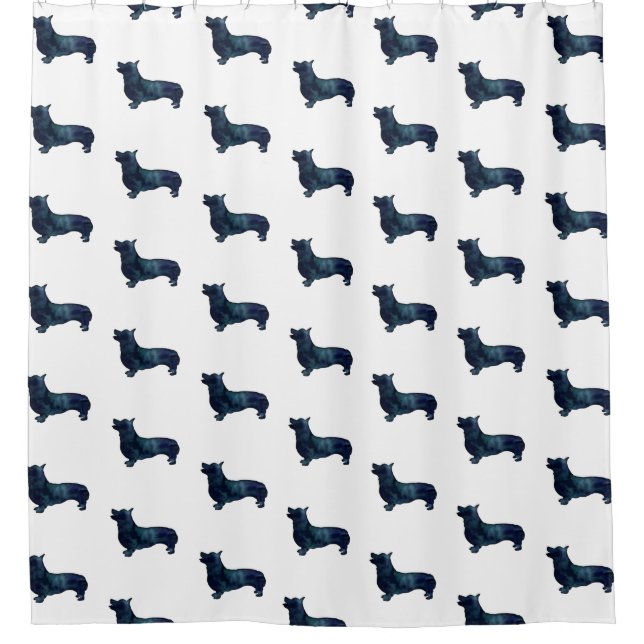 Corgi Dog Breed Black Watercolor Silhouette (Front)