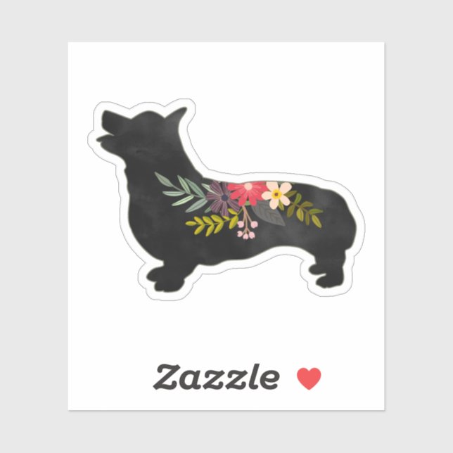 Corgi Dog Breed Boho Floral Silhouette (Sheet)