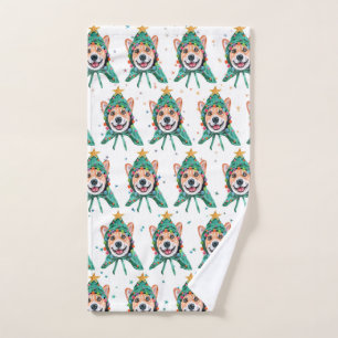 Corgi Dog Breed Christmas Hand Towel