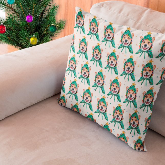 Corgi Dog Breed Christmas Throw Pillow (Creator Uploaded)