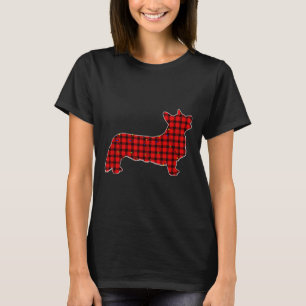 Corgi Dog Buffalo Red Plaid Christmas Pajama Light T-Shirt