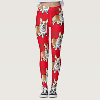 Corgi Dog Cartoon Leggings
