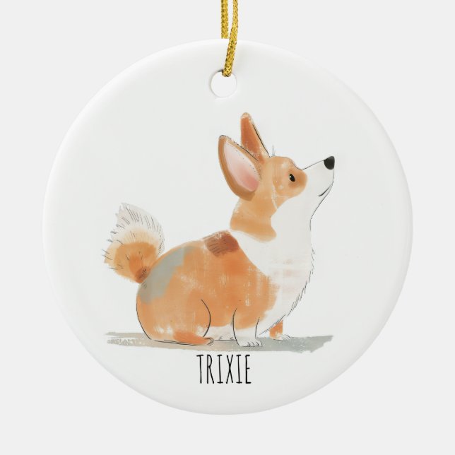 Corgi Dog Ceramic Ornament (Front)