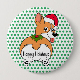 Corgi Dog Christmas 4 Inch Round Button