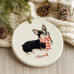 Corgi Dog Christmas Ceramic Ornament