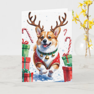 Corgi Dog Christmas Greeting Card