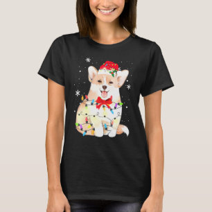 Corgi Dog Christmas Light Xmas Mom Dad T-Shirt