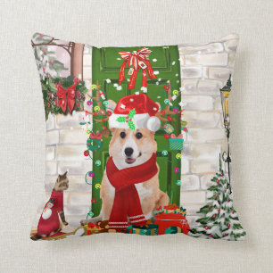 corgi Dog Christmas  Throw Pillow