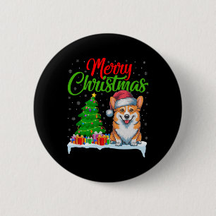 Corgi Dog Christmas Tree Lights Funny Xmas Corgi D 2 Inch Round Button