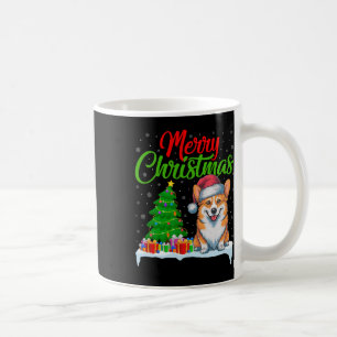Corgi Dog Christmas Tree Lights Funny Xmas Corgi D Coffee Mug