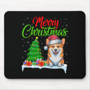 Corgi Dog Christmas Tree Lights Funny Xmas Corgi D Mouse Pad