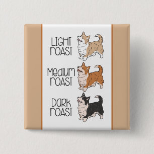 Corgi Dog & Coffee 2 Inch Square Button