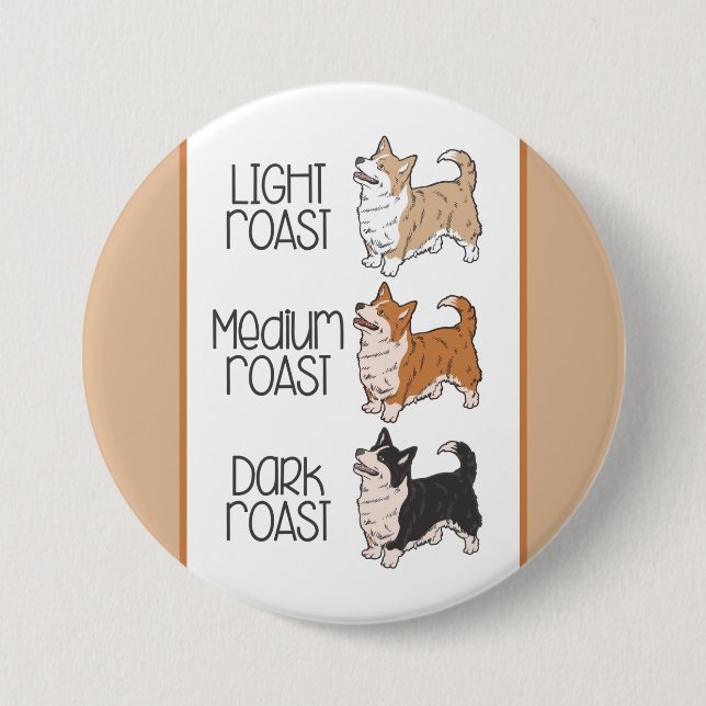Corgi Dog & Coffee 3 Inch Round Button (Front)