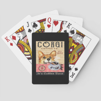 Corgi Dog Coffee Playing Cards