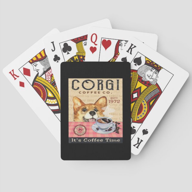 Corgi Dog Coffee Playing Cards (Back)