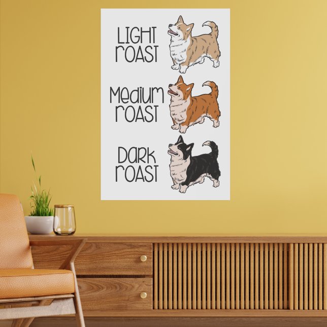 Corgi Dog & Coffee Poster (Living Room 2)