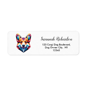 Corgi Dog Colourful Geometric Return Address Label