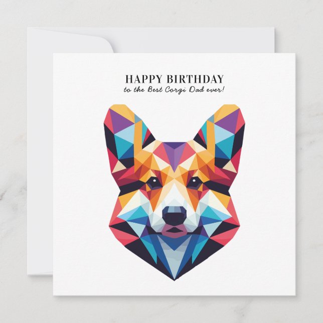 Corgi Dog Dad Modern Personalized Birthday Card (Front)