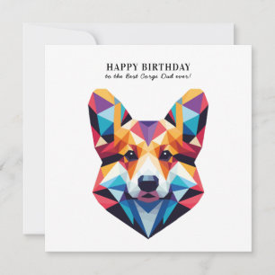 Corgi Dog Dad Modern Personalized Birthday Card