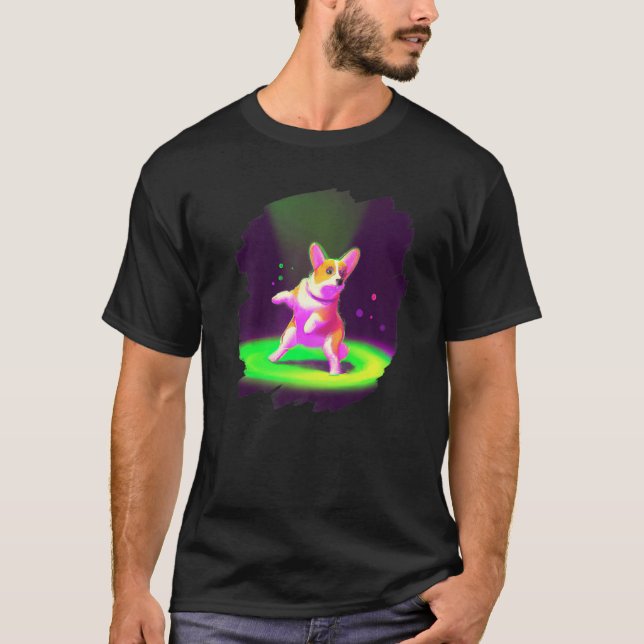 Corgi Dog Dancing Retro Breakdancing Dance Dancer T-Shirt (Front)