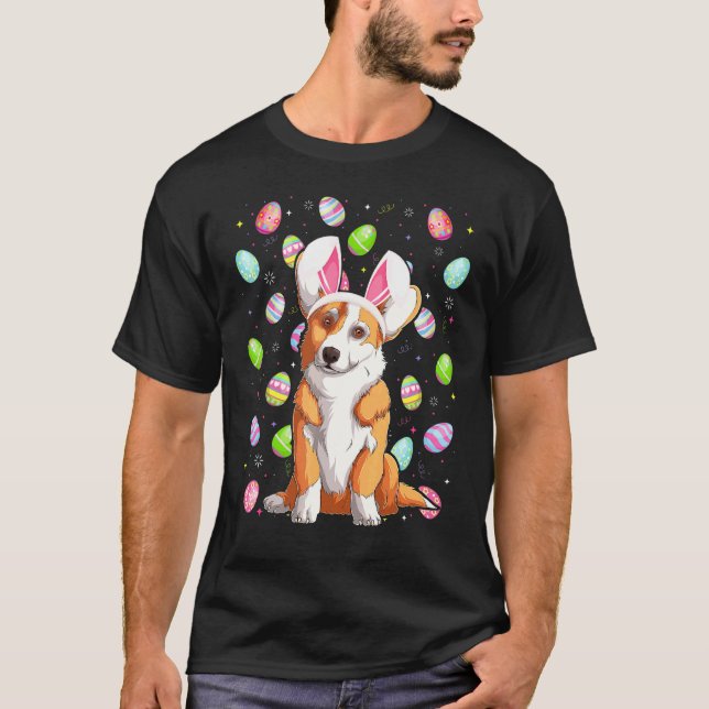 Corgi Dog Easter Egg  Funny Corgi Easter Sunday T-Shirt (Front)