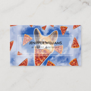 Corgi Dog Eating Pizza                             Business Card