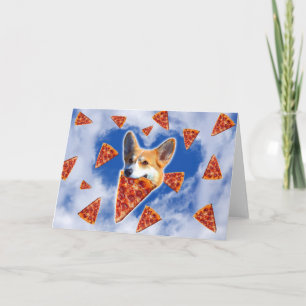 Corgi Dog Eating Pizza                             Card