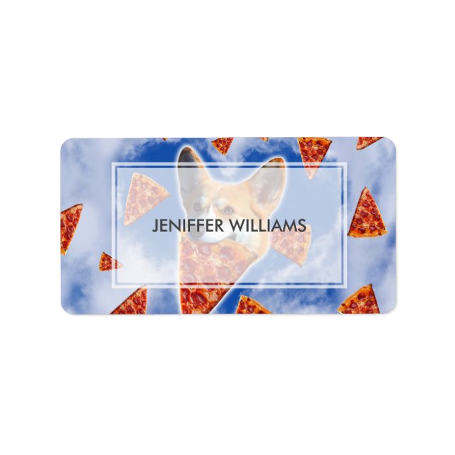 Corgi Dog Eating Pizza                             Label (Front)