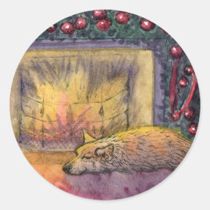 Corgi dog festive dreaming classic round sticker
