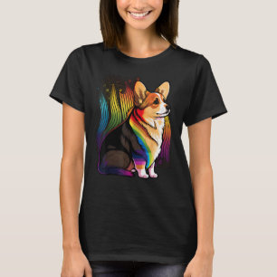 Corgi Dog Gay Pride LGBT Rainbow Flag on Welsh Cor T-Shirt