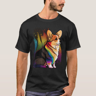 Corgi Dog Gay Pride LGBT Rainbow Flag on Welsh Cor T-Shirt