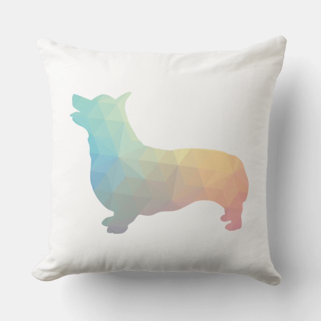 Corgi Dog Geometric Pattern Silhouette Pastel Throw Pillow (Front)