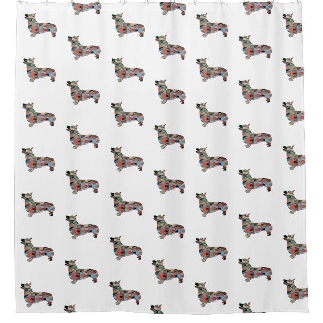Corgi Dog Geometric Pattern Silhouette Plaid (Front)