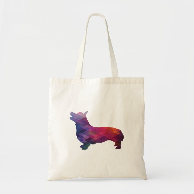 Corgi Dog Geometric Pattern Silhouette Purple Tote Bag (Front)