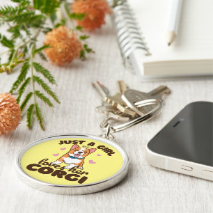 Corgi Dog Girls Saying Keychain