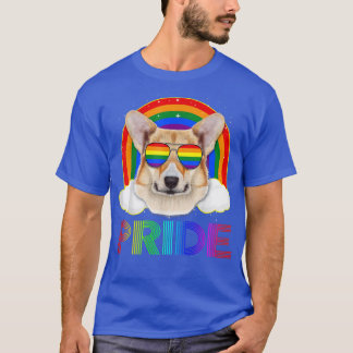 Corgi Dog Glasses LGBT Rainbow Gay Lesbian LGBTQ P T-Shirt