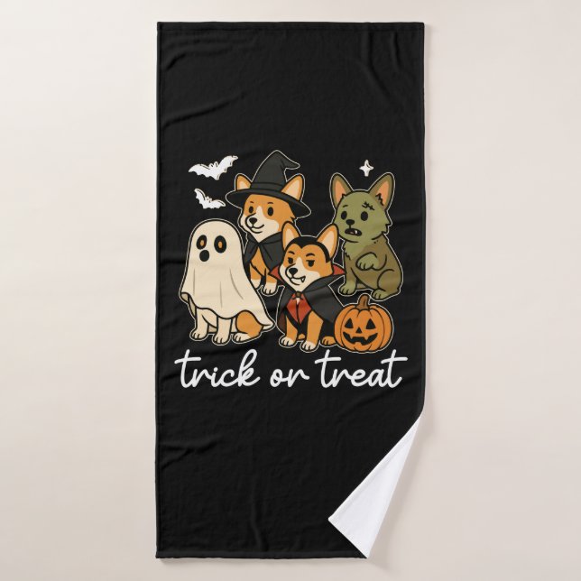 Corgi Dog Halloween Costume Spooky Bath Towel (Bath Towel)