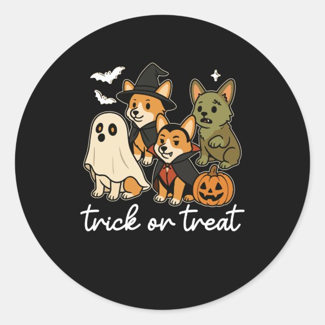 Corgi Dog Halloween Costume Spooky Classic Round Sticker (Front)