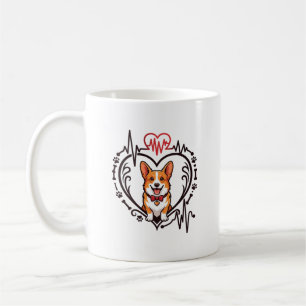 Corgi Dog Heart Heartbeat Ekg Bow Tie Paws Coffee Mug
