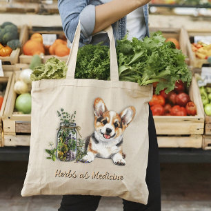 Corgi Dog Herbs as Medicine Tote Bag