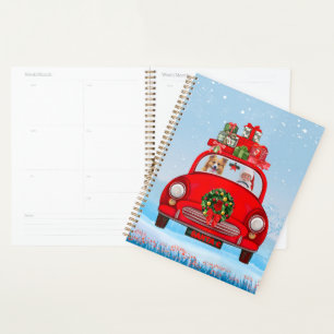 Corgi Dog In Car With Santa Claus Planner